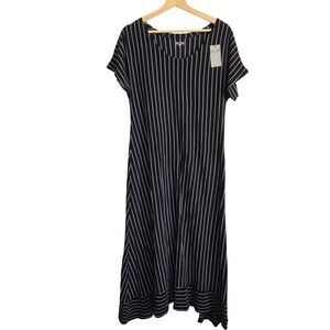 New MxM Matthildur Ayla Pique Stripe Midi Dress M Avant Garde Lagenlook Abstract